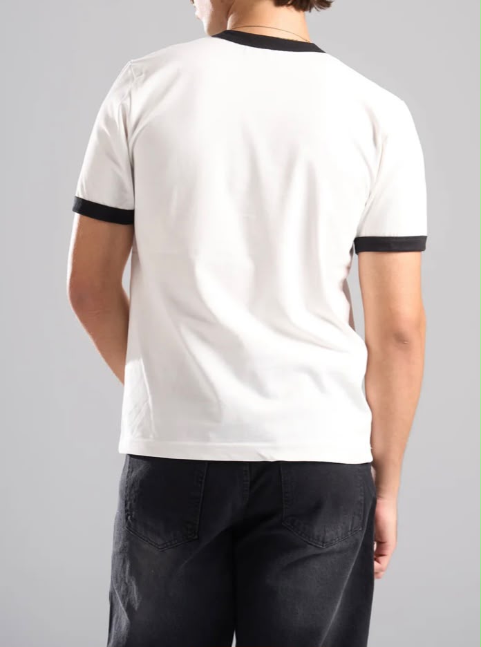 White Ringer Tee -Black