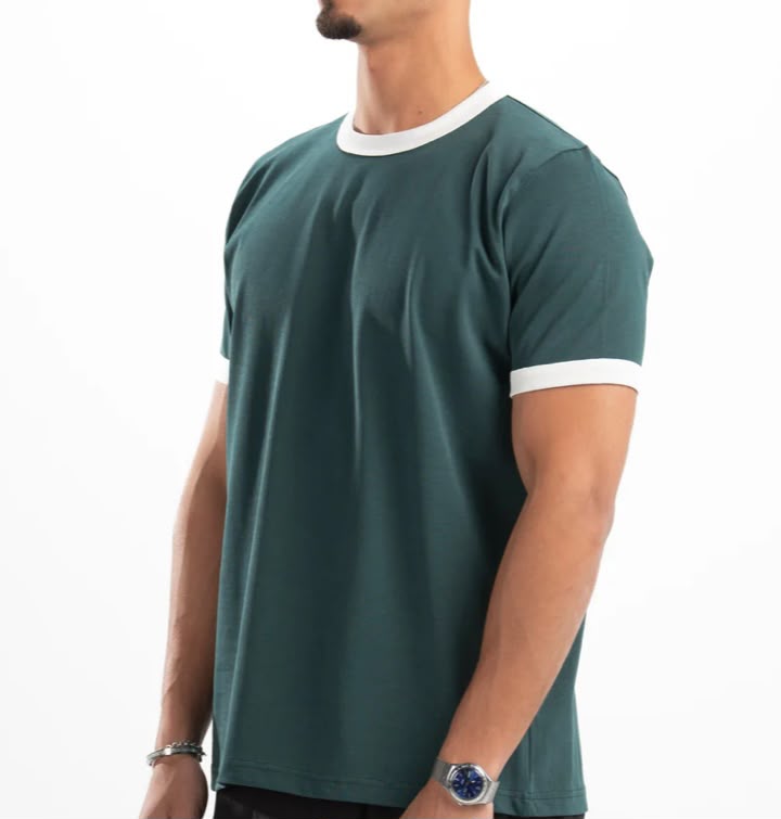 Olive Ringer Tee -white