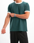 Olive Ringer Tee -white