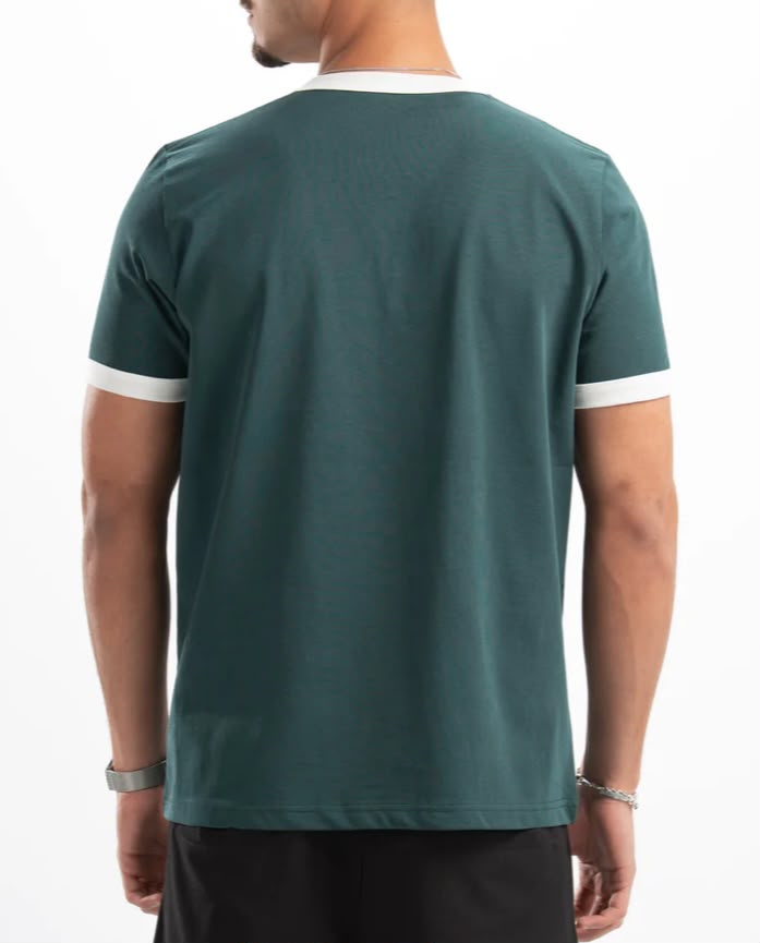 Olive Ringer Tee -white