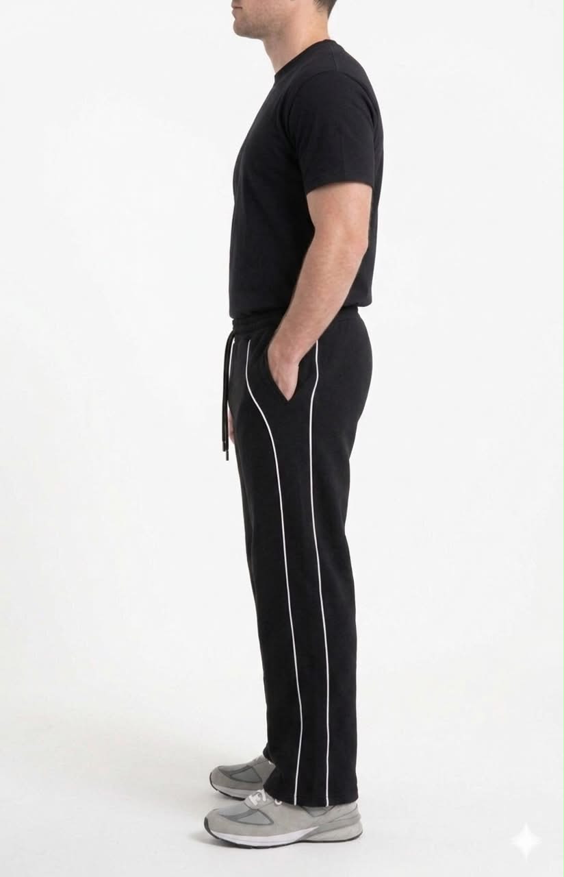 KARIBU SWEATPANTS - BLACK / WHITE STRIPES