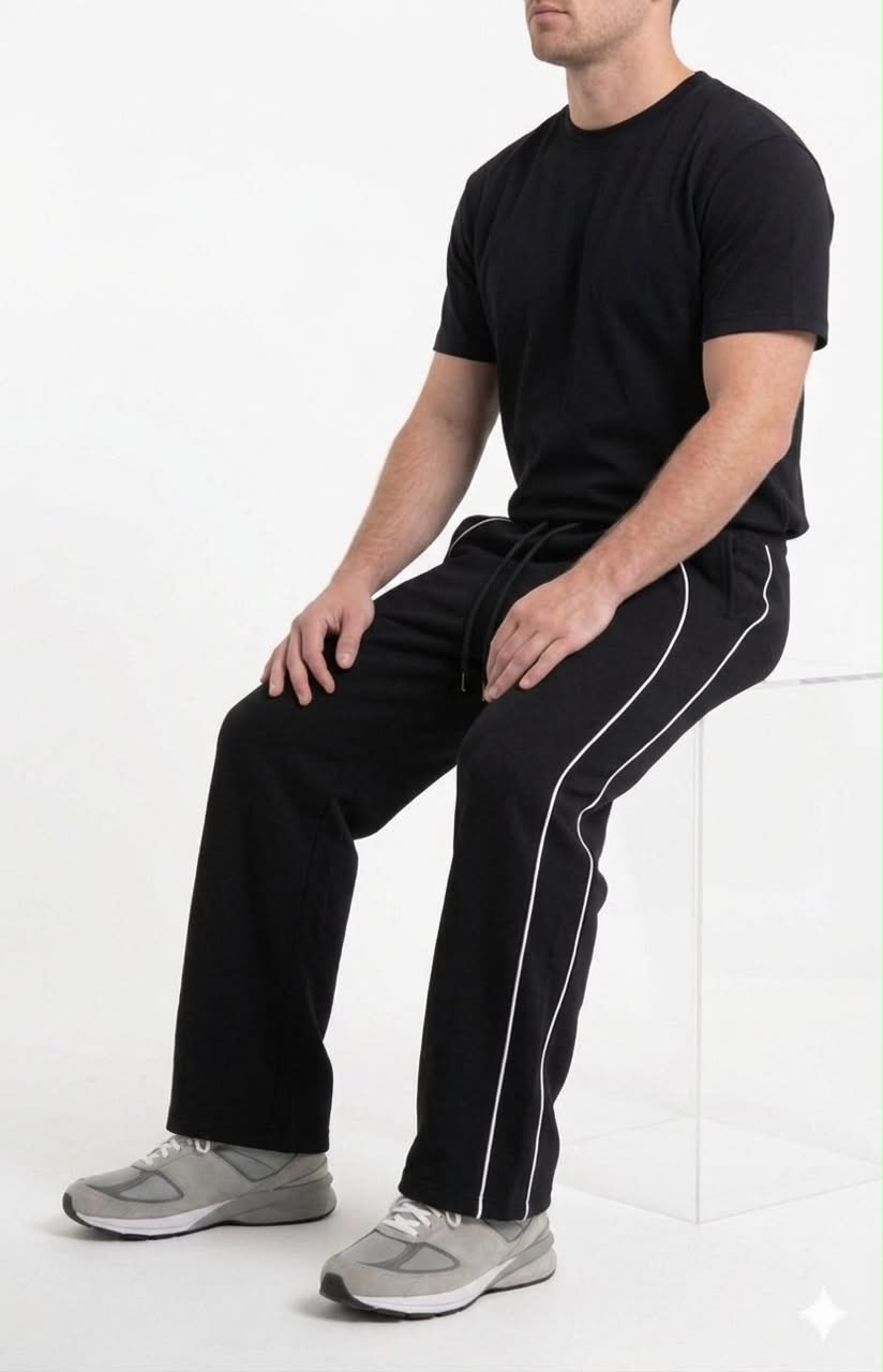 KARIBU SWEATPANTS - BLACK / WHITE STRIPES