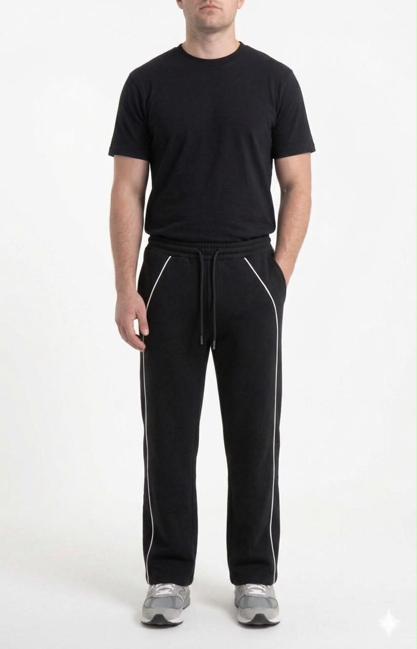 KARIBU SWEATPANTS - BLACK / WHITE STRIPES
